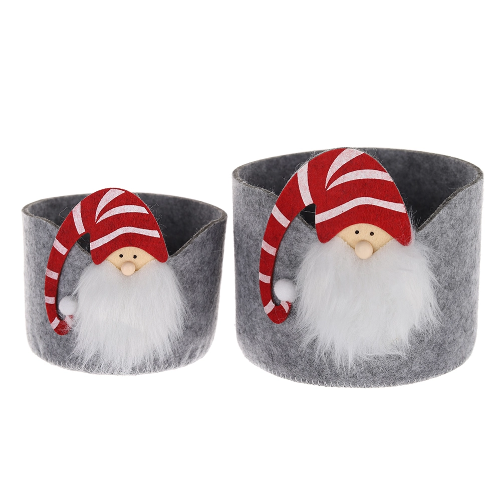 Cesta de dulces navideña, cesta de fieltro para guardar regalos, bolso de mano, cesta de Papá Noel con gnomo de fieltro, decoración para fiestas navideñas 1