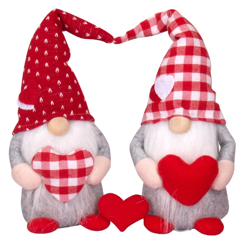 Gnomo de San Valentín, Sr. y Sra. Tomte escandinavo, proveedor de muñecas, decoración de San Valentín para la mesa 1