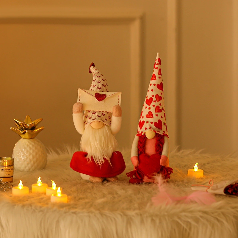 Gnomos de peluche para San Valentín, decoración para el hogar, decoración de mesa 1