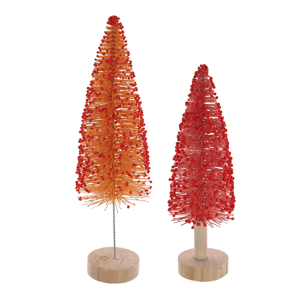 Árbol de Navidad artificial con base de madera, ideal como mini árbol de Navidad. Proveedor de decoraciones navideñas para el hogar. 1