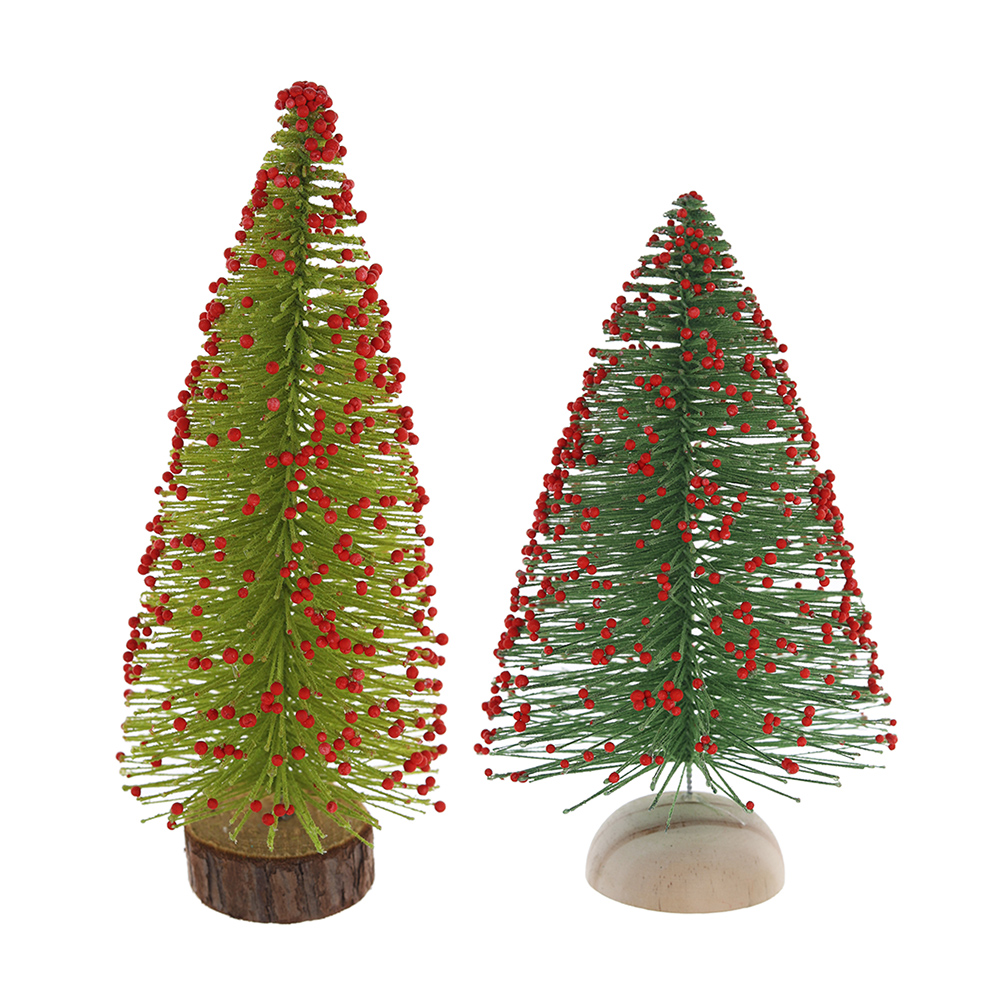 Christmas Mini Tree Artificial Bottle Brush Tree with Wood Base Holiday Home Decorations Supplier 2