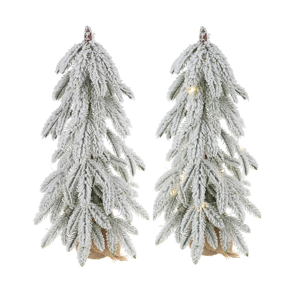 Mini árbol de Navidad de mesa flocado, árbol de Navidad artificial blanco, proveedor de decoraciones navideñas para el hogar. 1