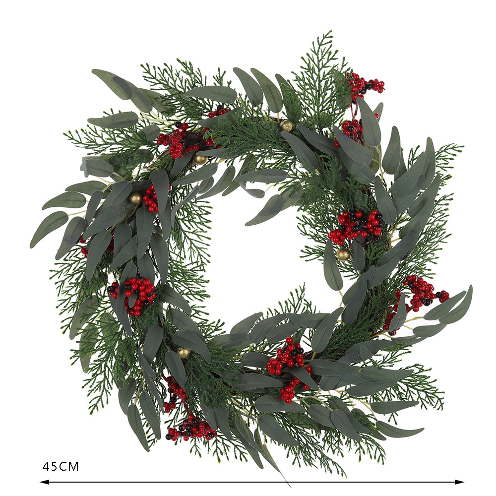 Lieferanten von Weihnachtsdekoration, handgefertigter Bauernhauskranz mit immergrünem Blatt, Weihnachtskranz für die Haustür 4
