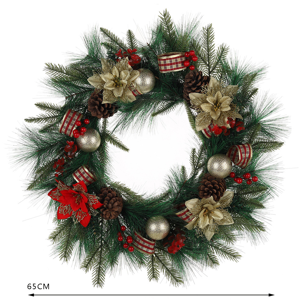 Lieferanten von Weihnachtsdekoration, handgefertigter Bauernhauskranz mit immergrünem Blatt, Weihnachtskranz für die Haustür 3
