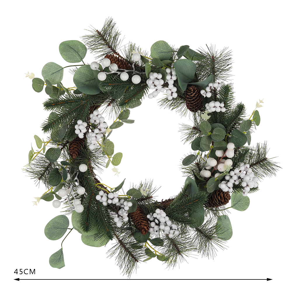 Lieferanten von Weihnachtsdekoration, handgefertigter Bauernhauskranz mit immergrünem Blatt, Weihnachtskranz für die Haustür 5