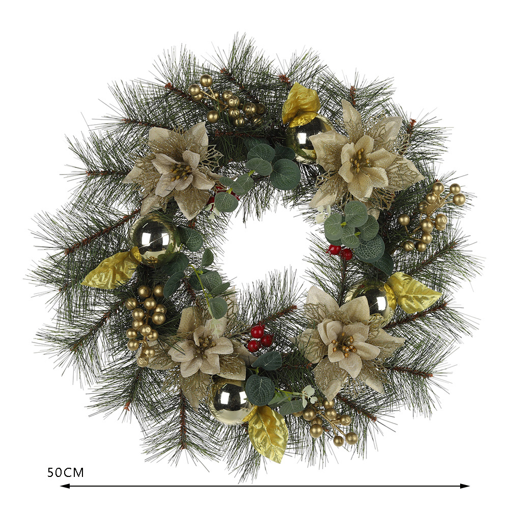 Lieferanten von Weihnachtsdekoration, handgefertigter Bauernhauskranz mit immergrünem Blatt, Weihnachtskranz für die Haustür 6