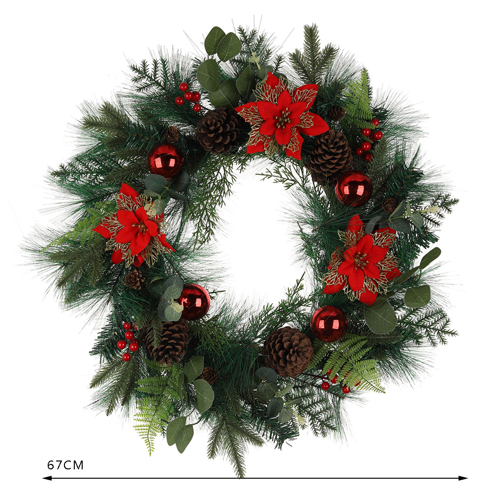Artificial Christmas Wreath Holiday Wreath for Indoor Outdoor Home Fireplaces Wall Xmas Party Decor 3