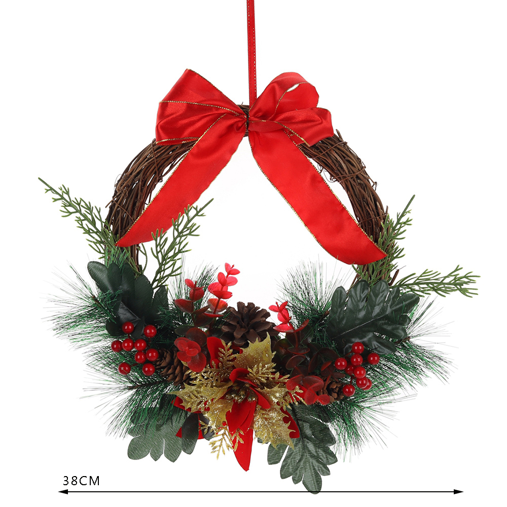 Artificial Christmas Wreath Holiday Wreath for Indoor Outdoor Home Fireplaces Wall Xmas Party Decor 6