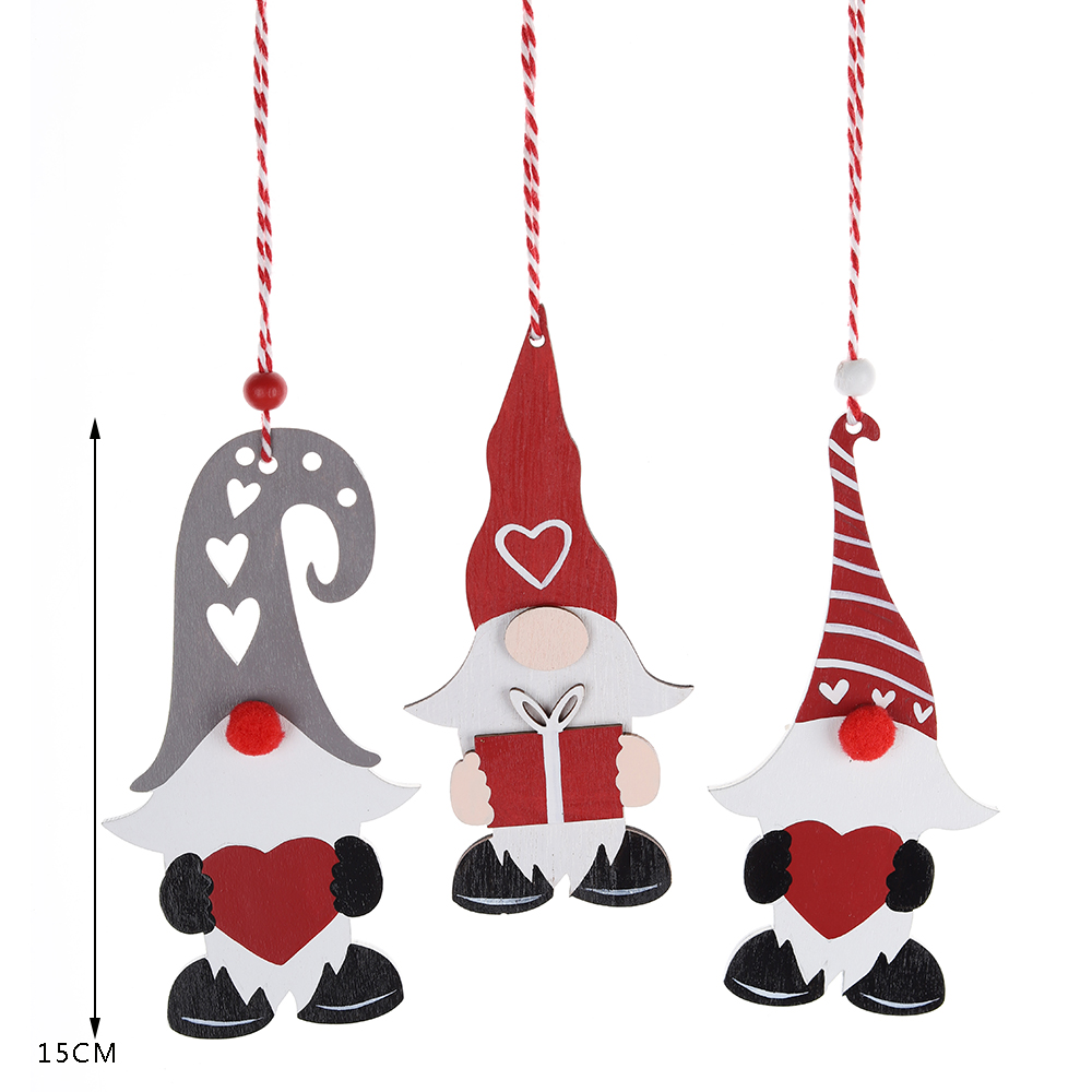 Adornos de madera de gnomo navideño, gnomo colgante para árbol de Navidad, para decorar fiestas navideñas. 3