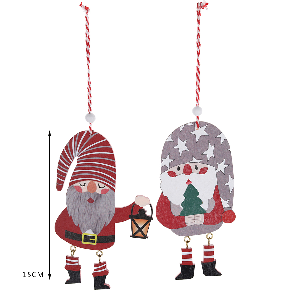Adornos de madera de gnomo navideño, gnomo colgante para árbol de Navidad, para decorar fiestas navideñas. 2