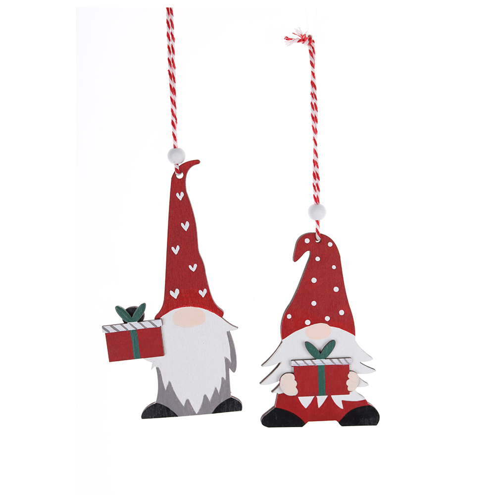 Adornos de madera de gnomo navideño, gnomo colgante para árbol de Navidad, para decorar fiestas navideñas. 4
