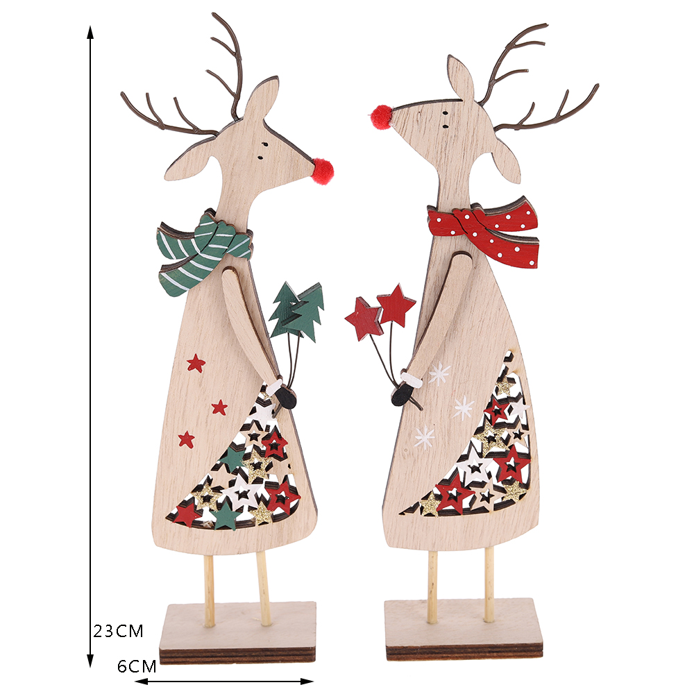Muñeco de Papá Noel de madera sin rostro para Navidad, ciervo, adorno de mesa, decoración del hogar 2