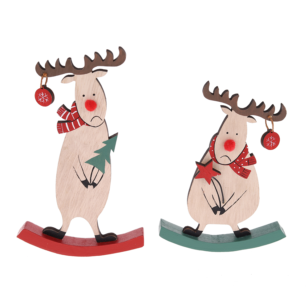 Muñeco de Papá Noel de madera sin rostro para Navidad, ciervo, adorno de mesa, decoración del hogar 4