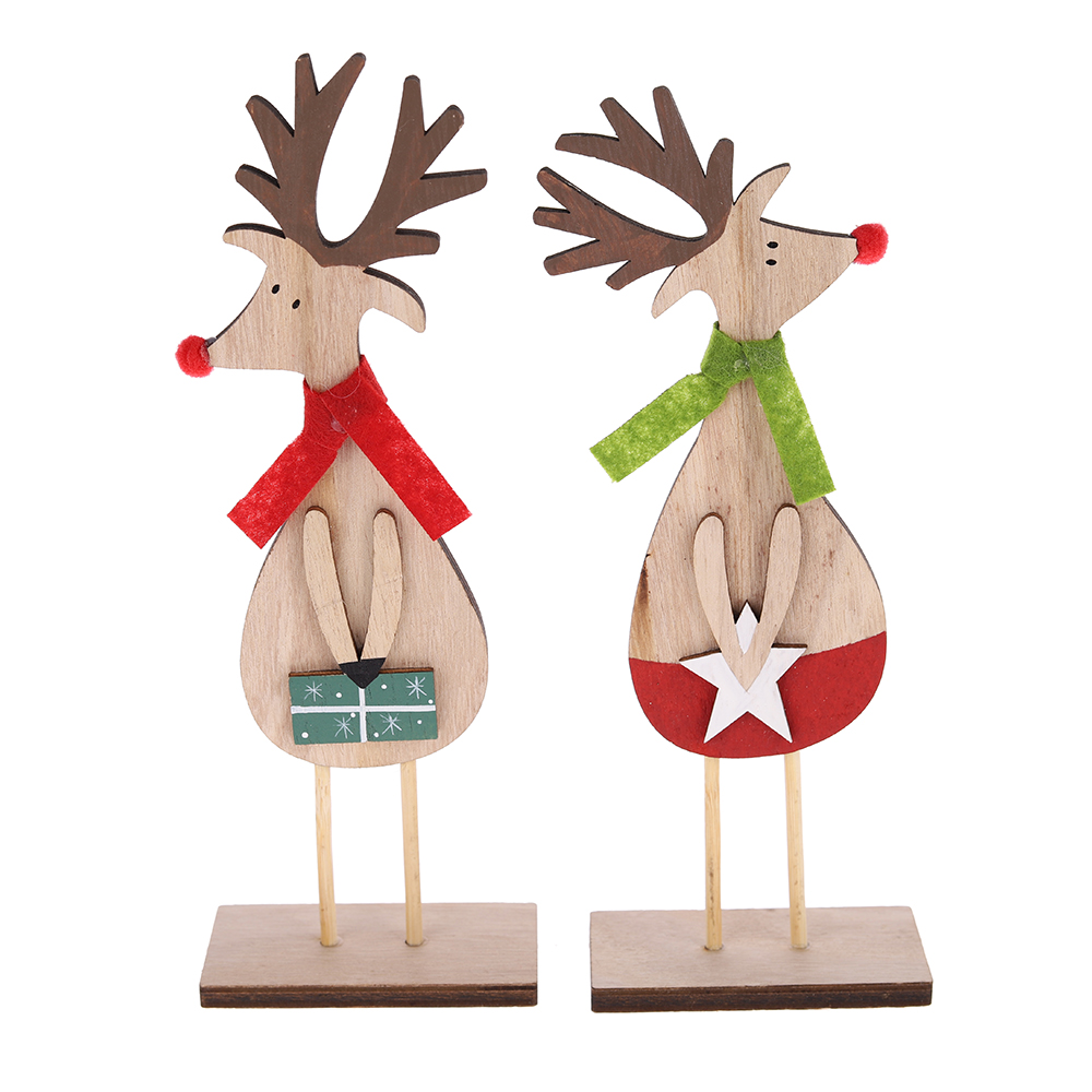 Muñeco de Papá Noel de madera sin rostro para Navidad, ciervo, adorno de mesa, decoración del hogar 3