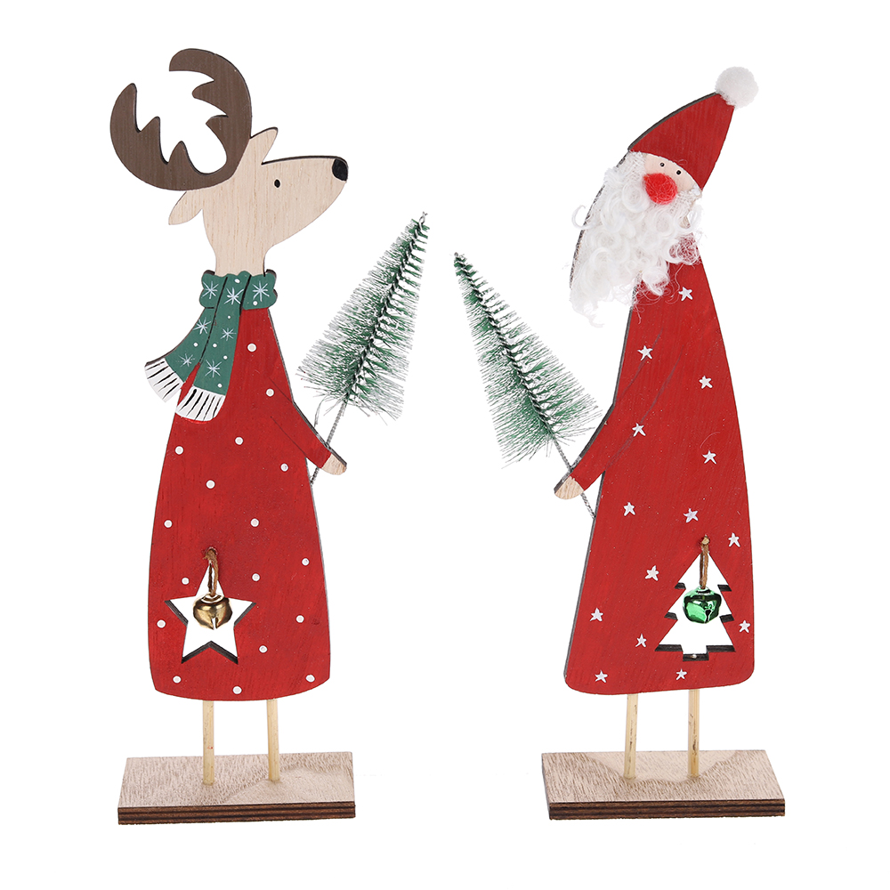 Muñeco de Papá Noel de madera sin rostro para Navidad, ciervo, adorno de mesa, decoración del hogar 6