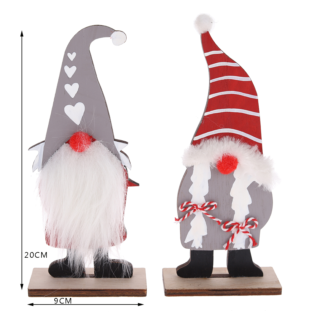 Gnomo de madera hecho a mano, adorno de elfo navideño sueco Tomte para mesa navideña decorativa 2