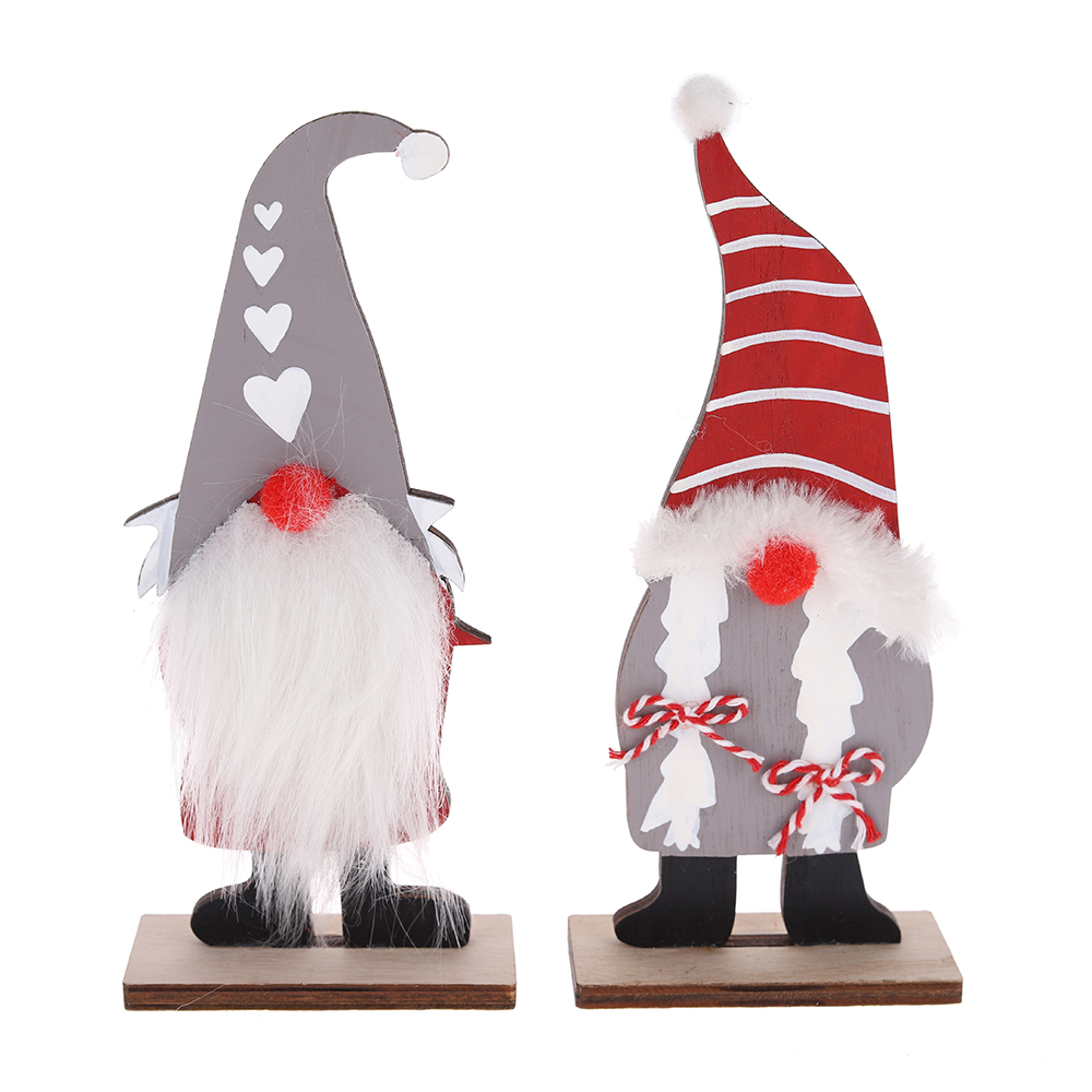 Gnomo de madera hecho a mano, adorno de elfo navideño sueco Tomte para mesa navideña decorativa 1