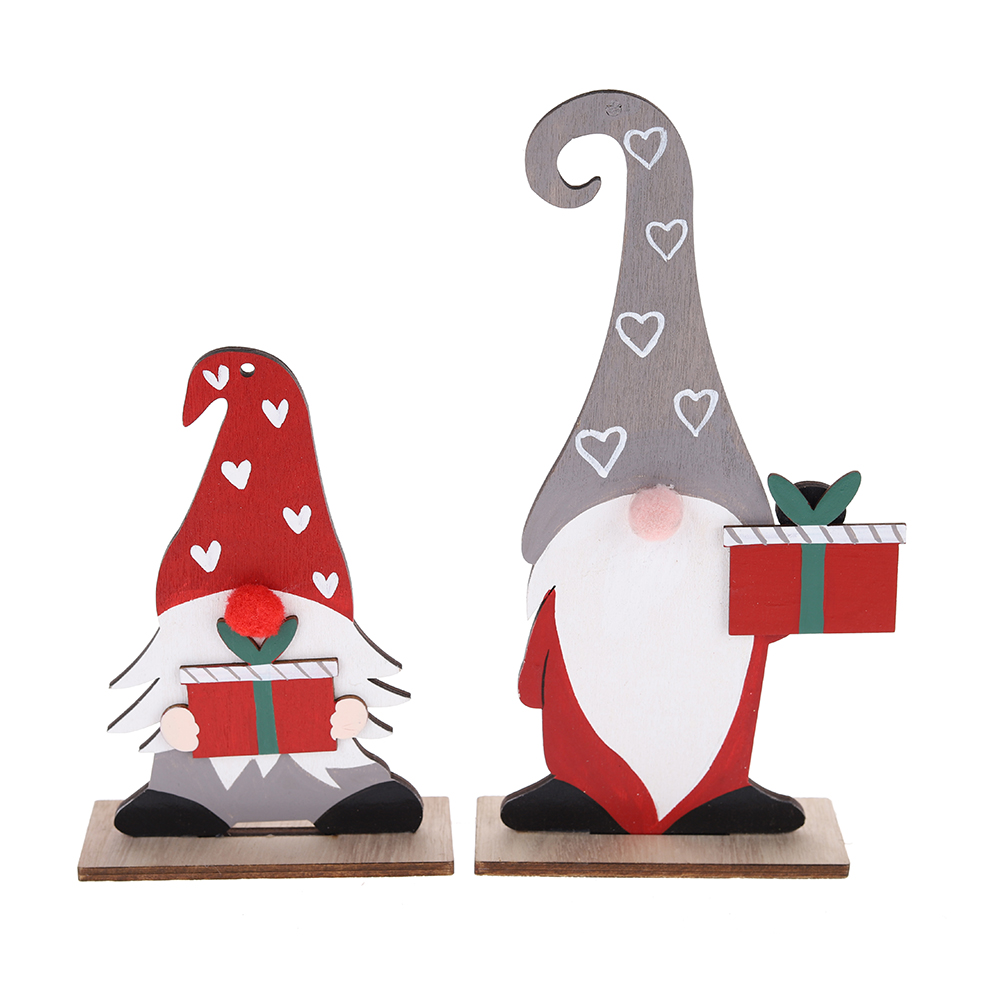 Gnomo de madera hecho a mano, adorno de elfo navideño sueco Tomte para mesa navideña decorativa 3