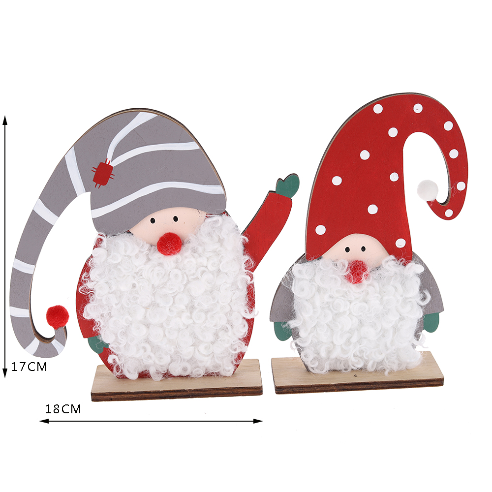 Gnomo de madera hecho a mano, adorno de elfo navideño sueco Tomte para mesa navideña decorativa 6