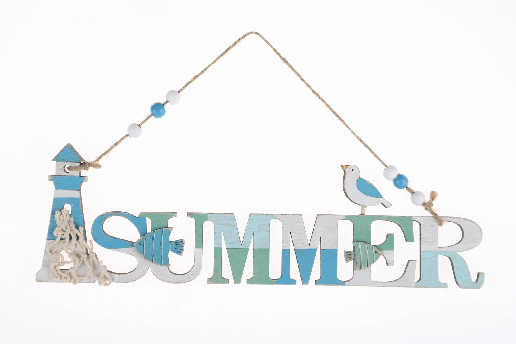 Teal Nautical Wooden Pendant Letter Wooden Pendant Home Decor Nautical Ornament 1