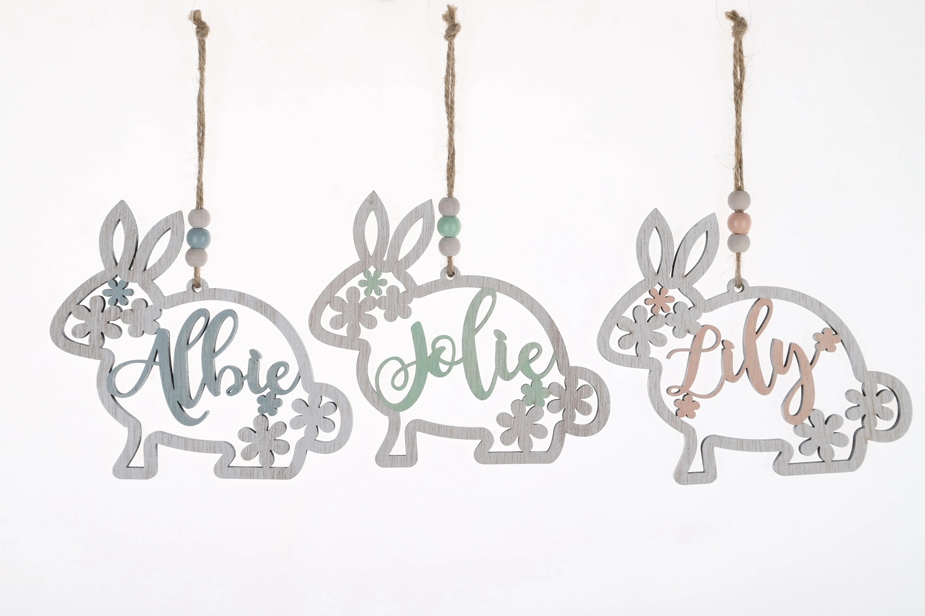 Easter Wood Hanging Ornaments with Rabbit Easter Bird and  Eggs Holiday Party 1