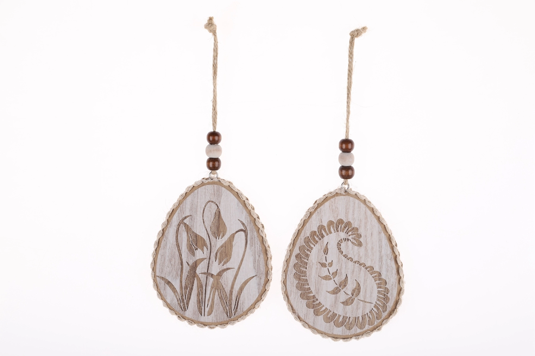 Adornos colgantes con forma de huevo de Pascua de madera, colgante para árbol de Pascua 1