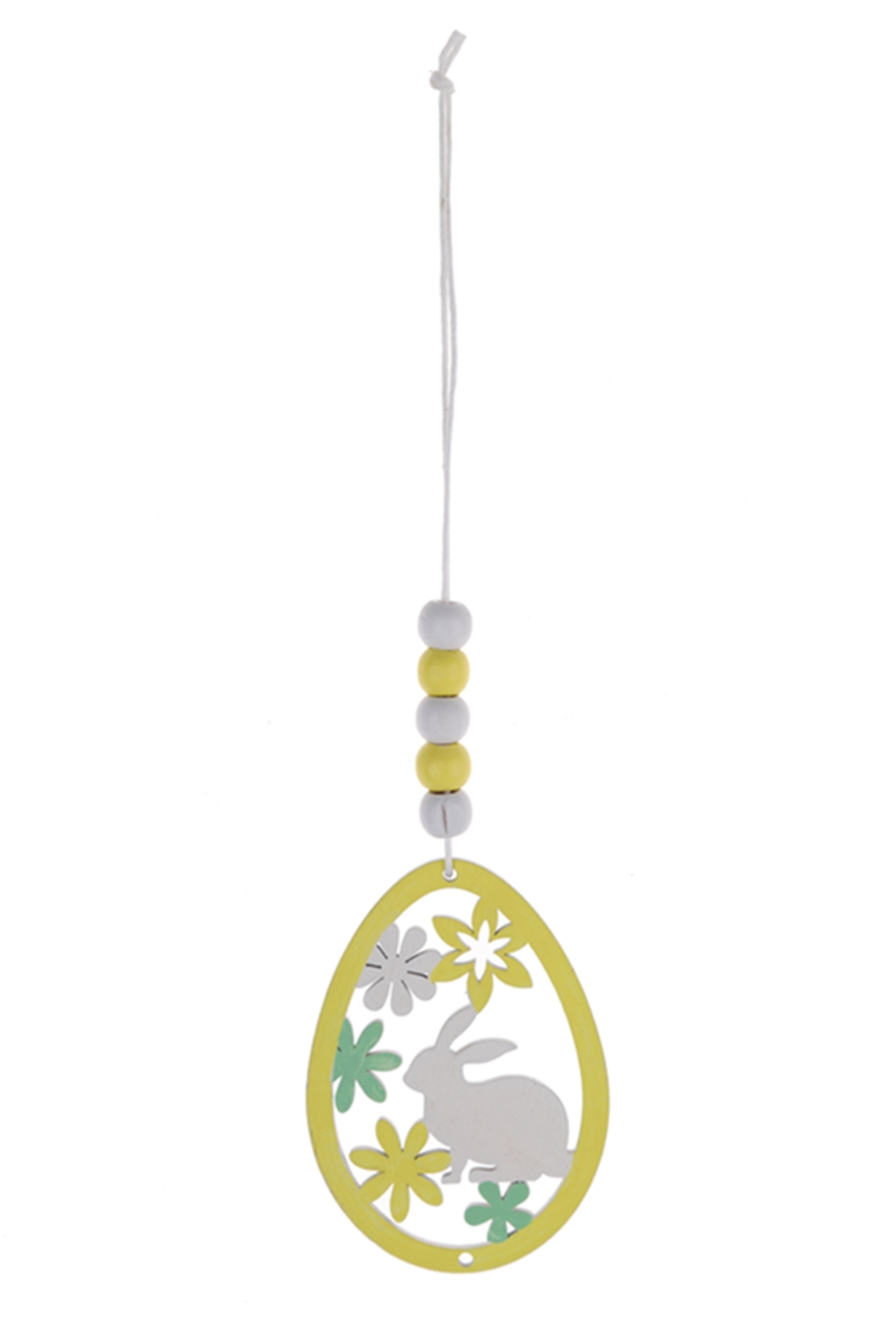 Colgante de madera con forma de conejo de Pascua, adorno de madera de primavera 1