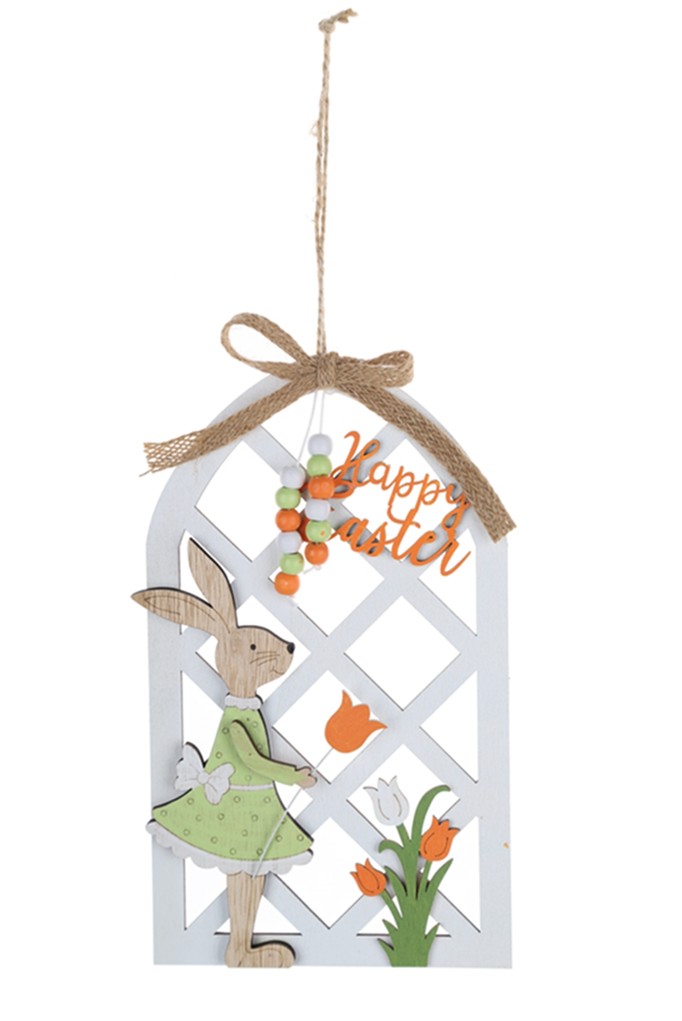 Colgante de puerta y ventana con valla de conejo, placa de conejo, decoración para pared de ventana de Pascua, fiesta 1