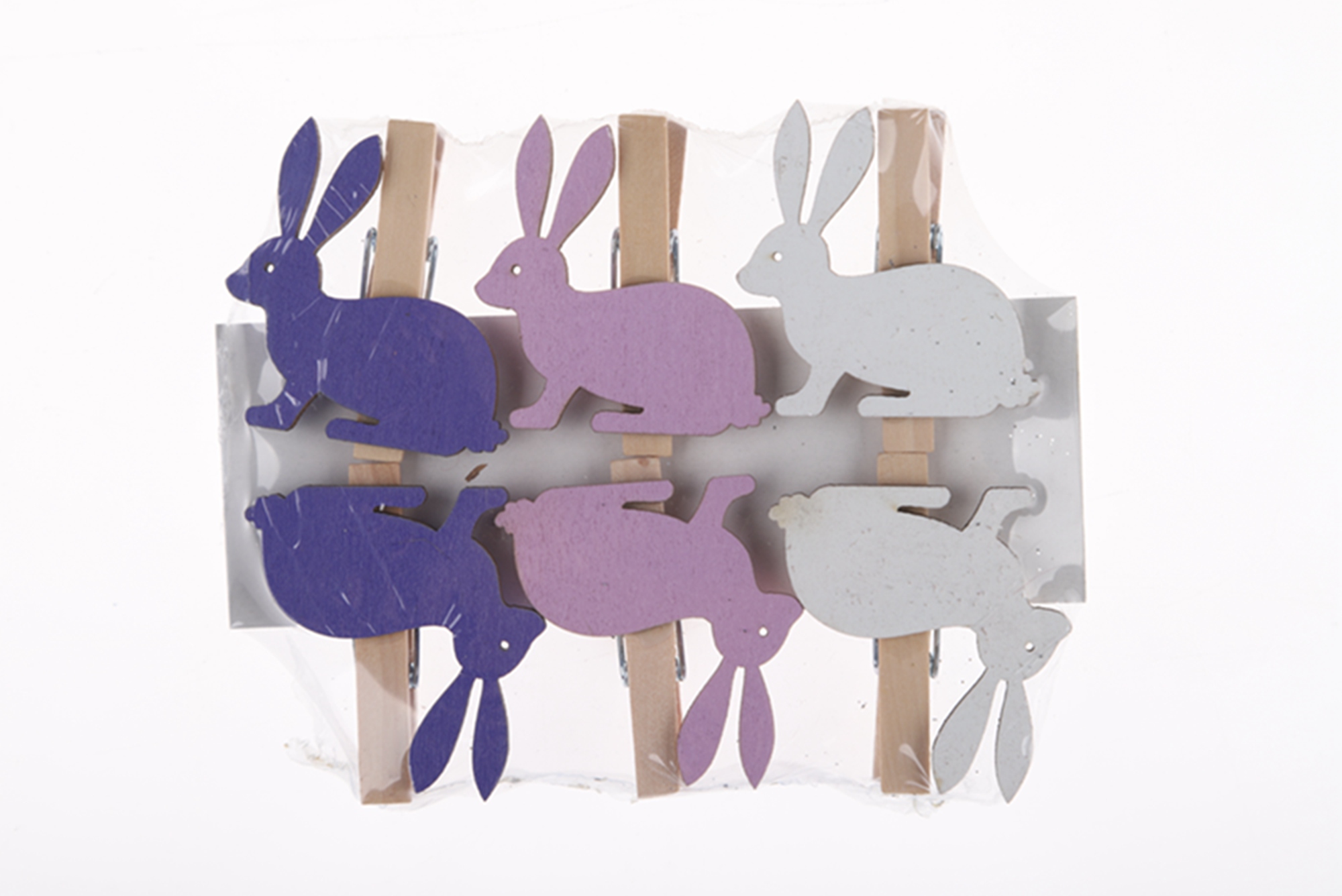 6PCS Easter Colorful Bunny Clips Photo Clips Postcards Clothes Pins Wooden Clips Wooden Crafts 2