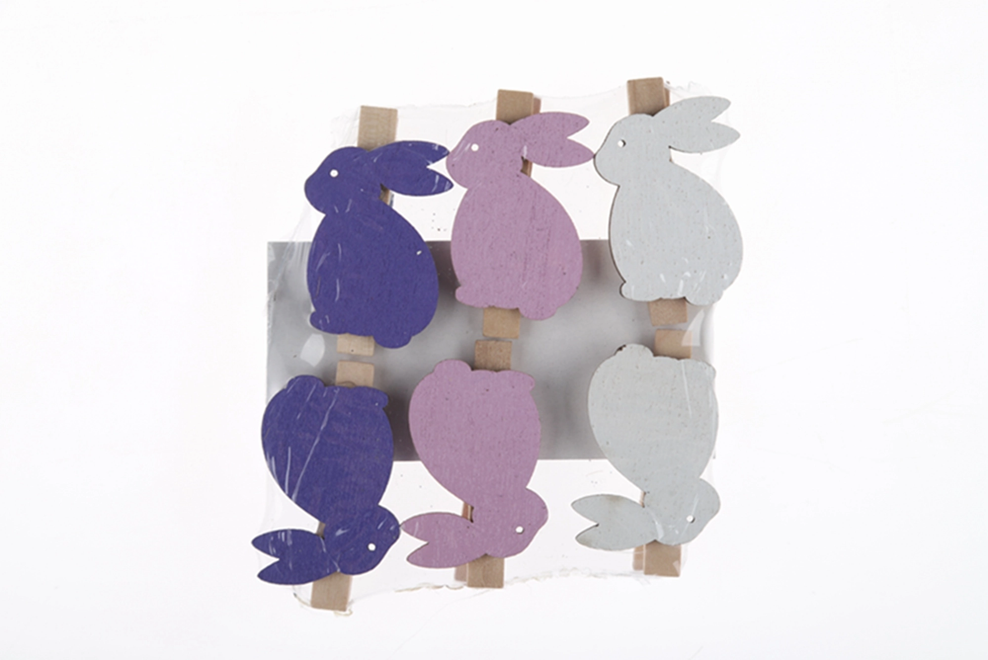 6PCS Easter Colorful Bunny Clips Photo Clips Postcards Clothes Pins Wooden Clips Wooden Crafts 1