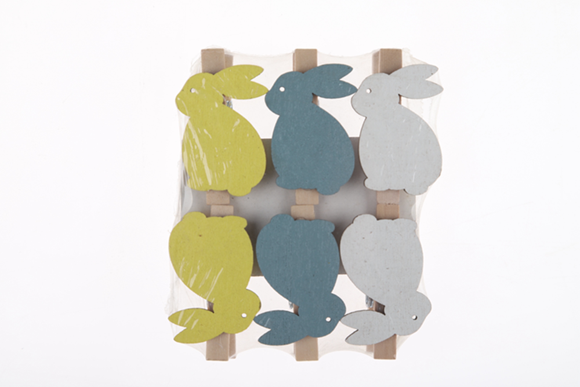 6PCS Easter Colorful Bunny Clips Photo Clips Postcards Clothes Pins Wooden Clips Wooden Crafts 5