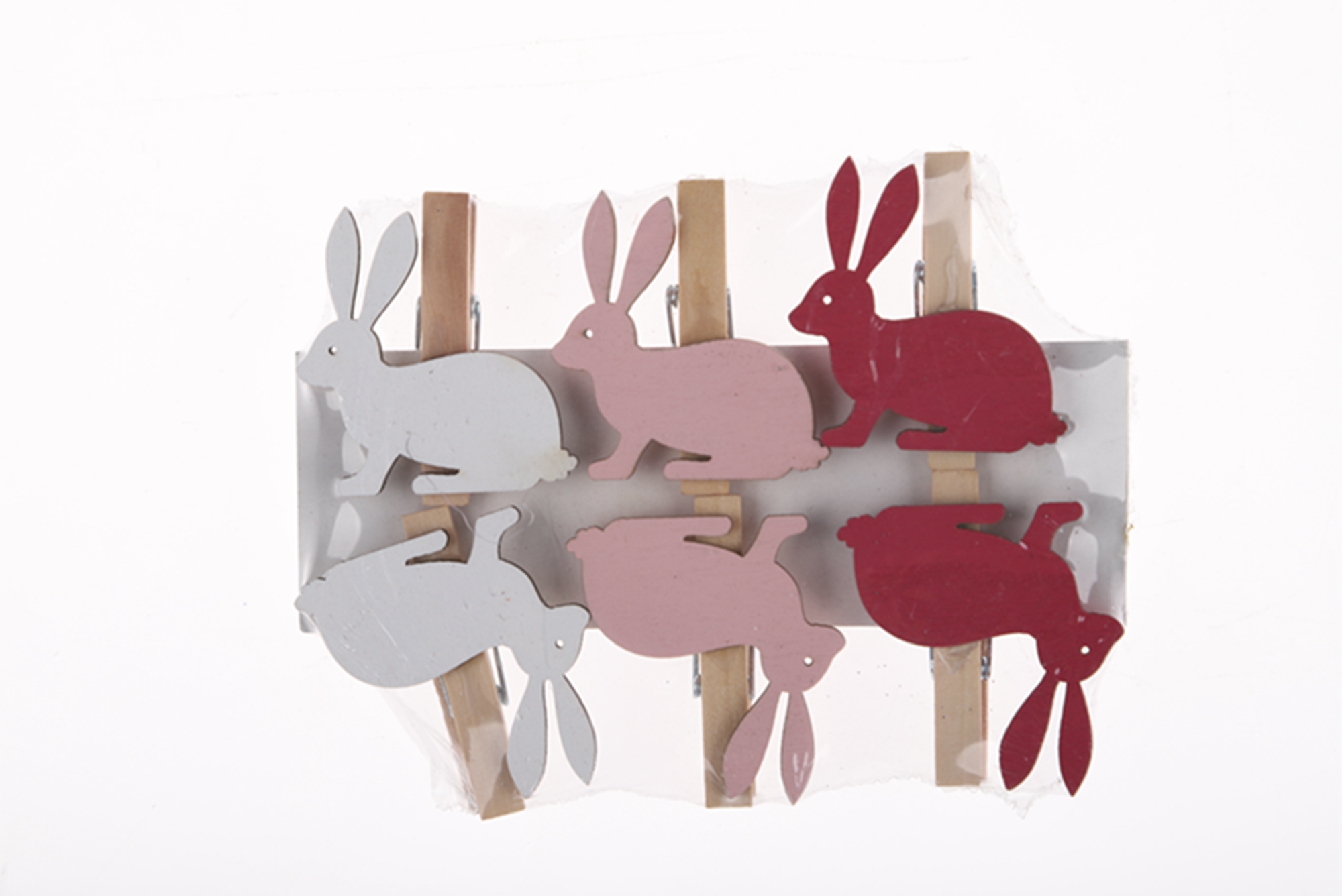 6PCS Easter Colorful Bunny Clips Photo Clips Postcards Clothes Pins Wooden Clips Wooden Crafts 8
