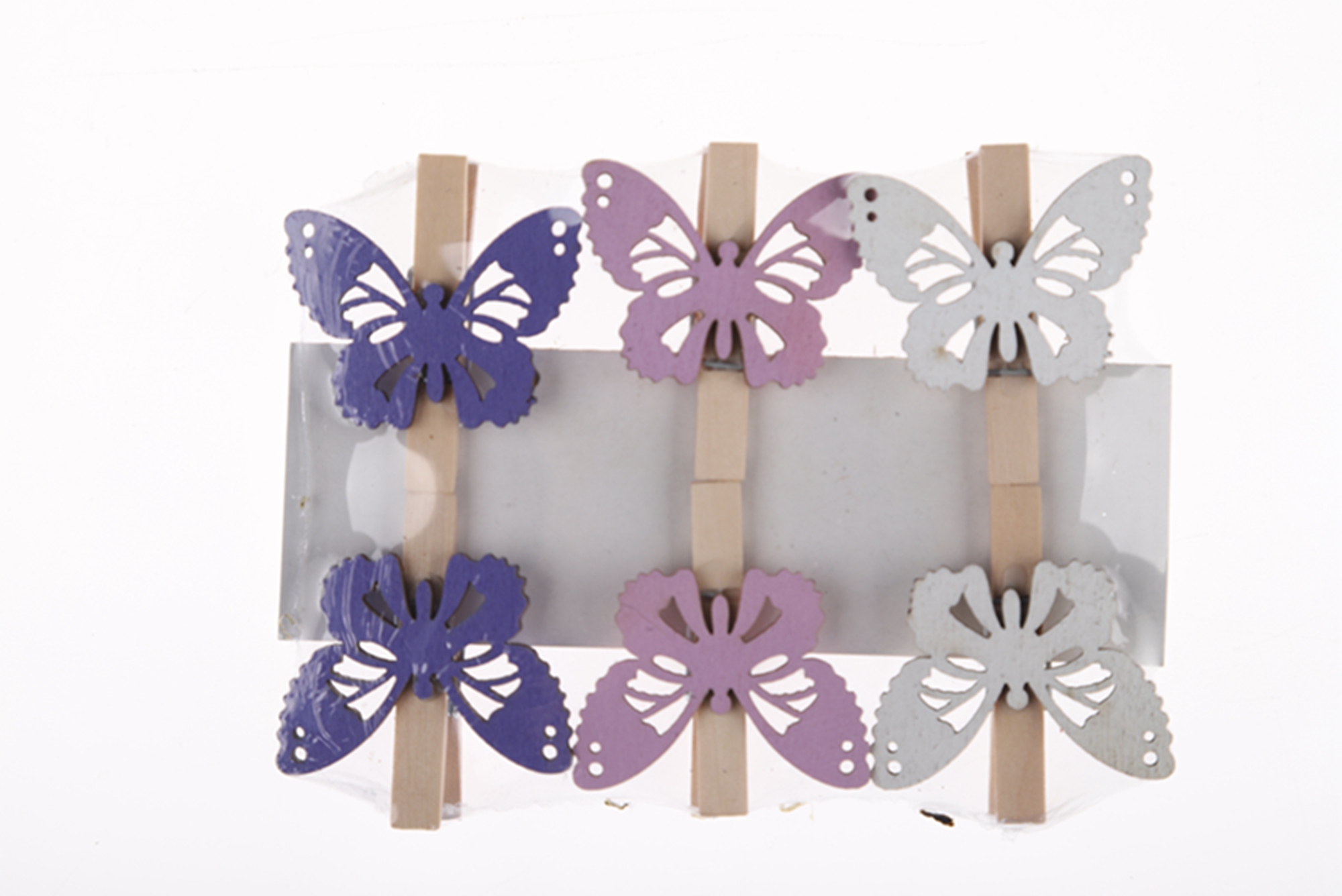 6PCS Spring Butterfly Wooden Jacket Clip Photo Clip Postcard Clip Easter Wooden Craft 1