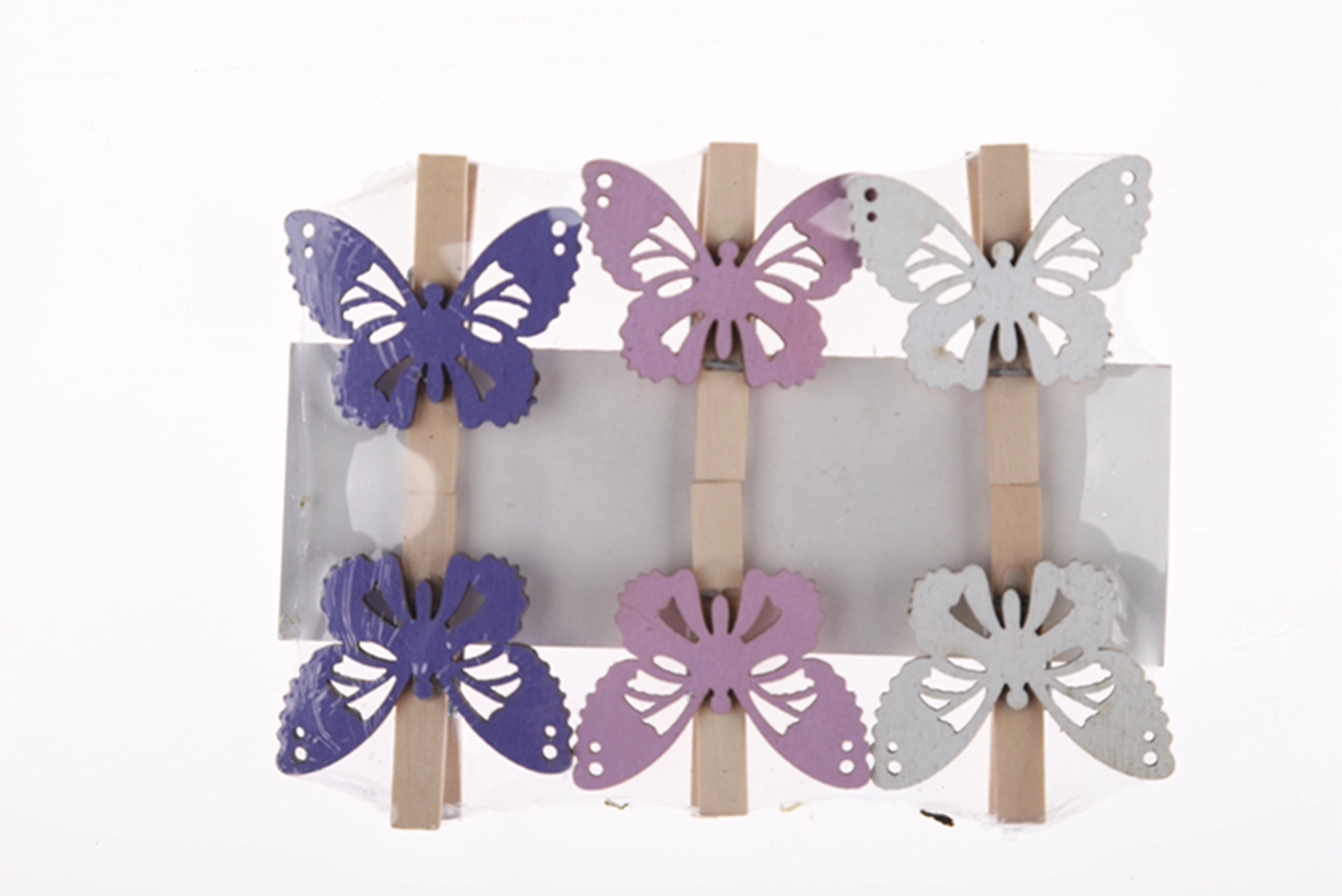 6 pinzas de madera con forma de mariposa para chaqueta, para fotos, postales y manualidades de madera de Pascua. 1