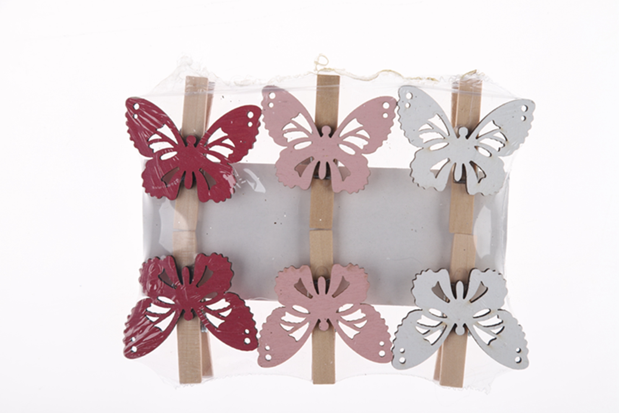 6PCS Spring Butterfly Wooden Jacket Clip Photo Clip Postcard Clip Easter Wooden Craft 2