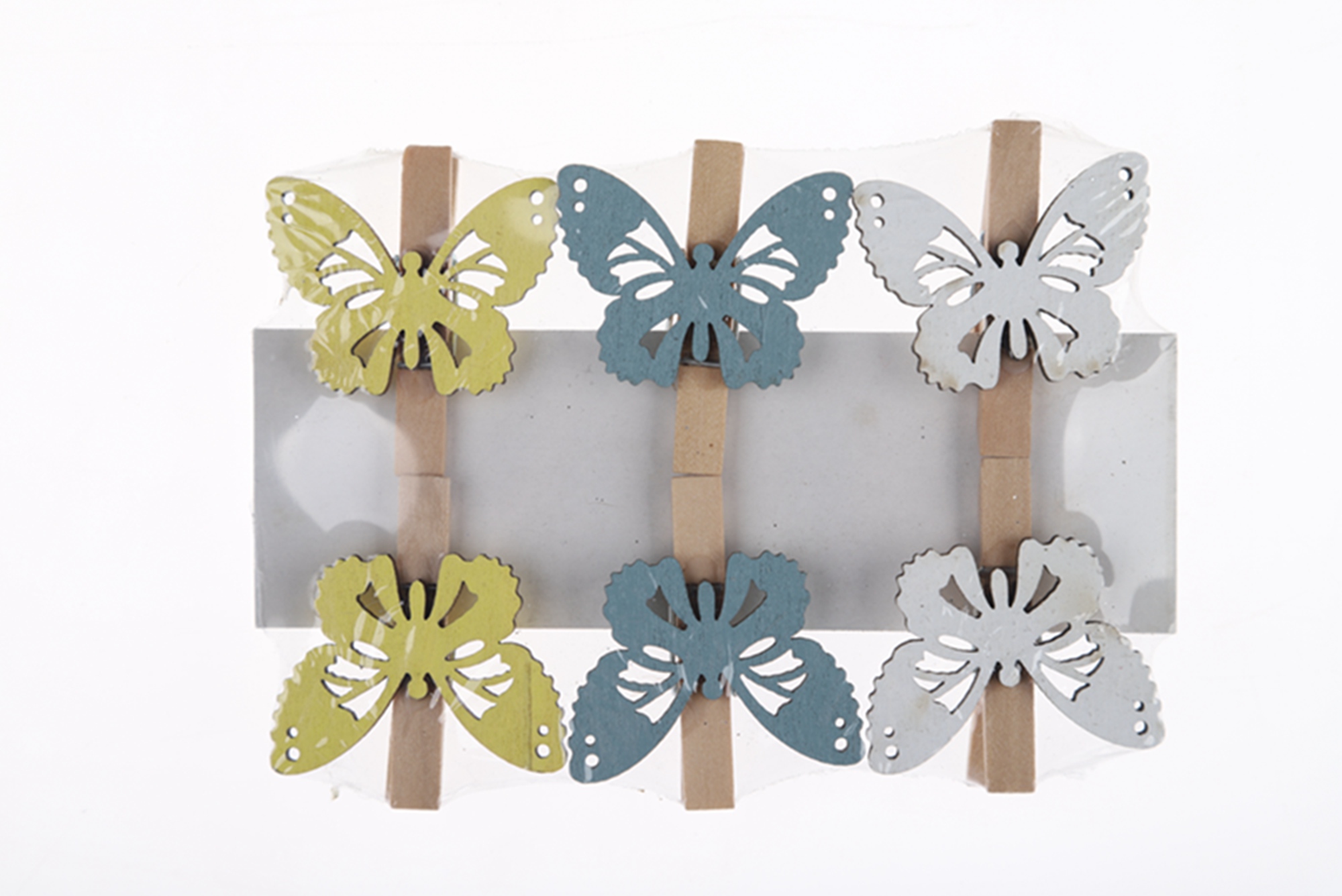 6PCS Spring Butterfly Wooden Jacket Clip Photo Clip Postcard Clip Easter Wooden Craft 3