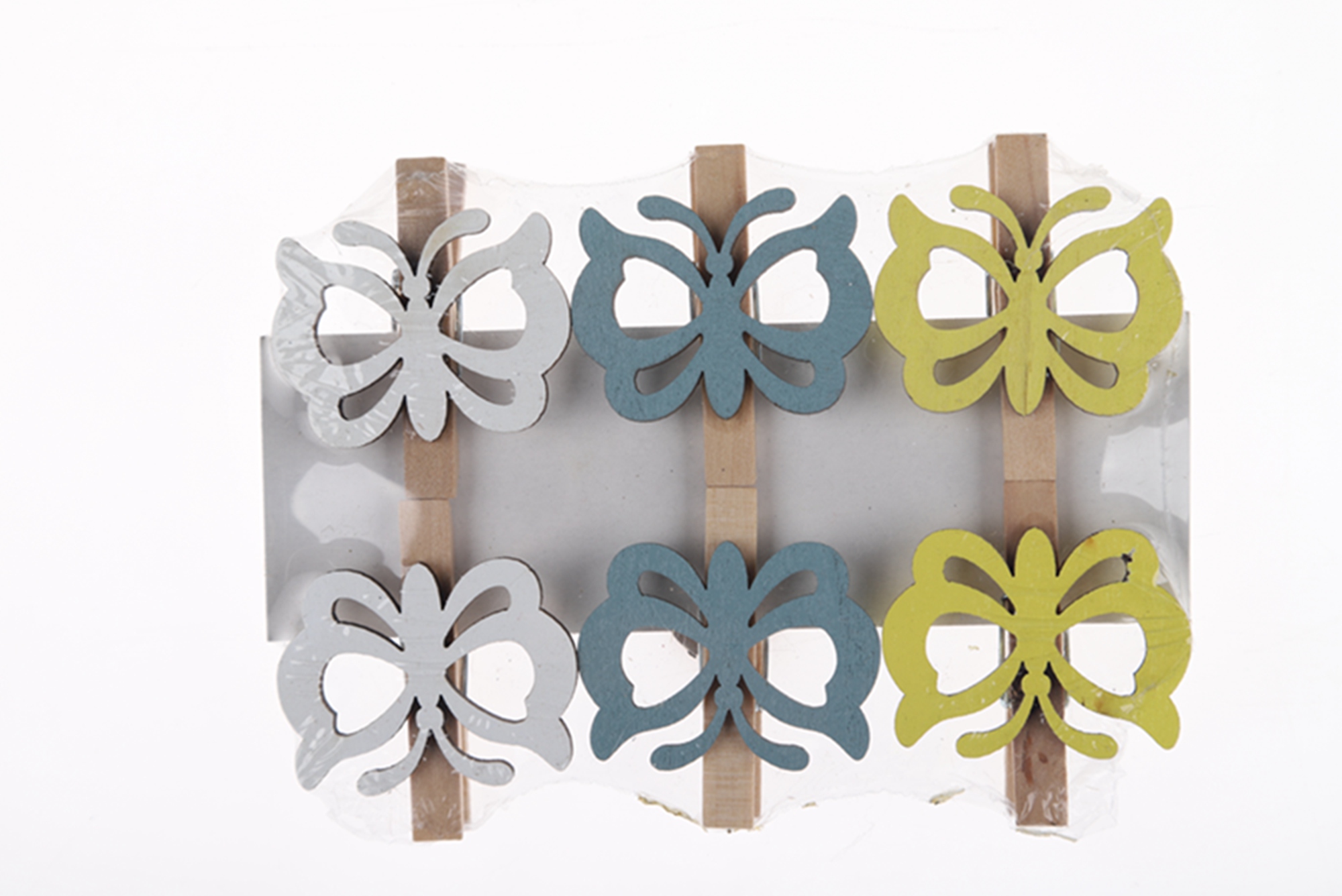 6PCS Spring Butterfly Wooden Jacket Clip Photo Clip Postcard Clip Easter Wooden Craft 5