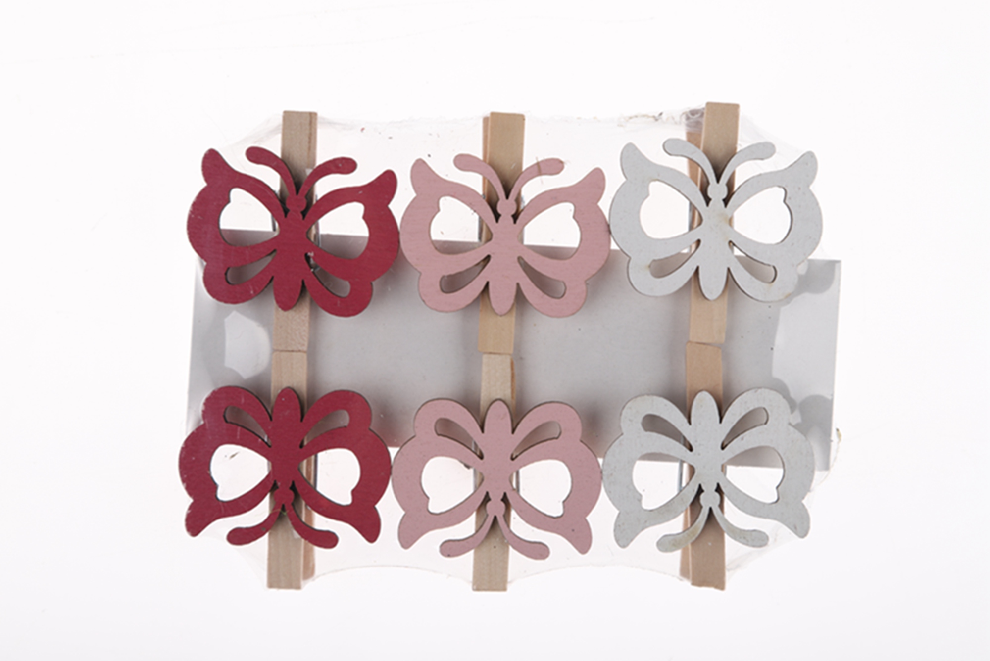 6PCS Spring Butterfly Wooden Jacket Clip Photo Clip Postcard Clip Easter Wooden Craft 6