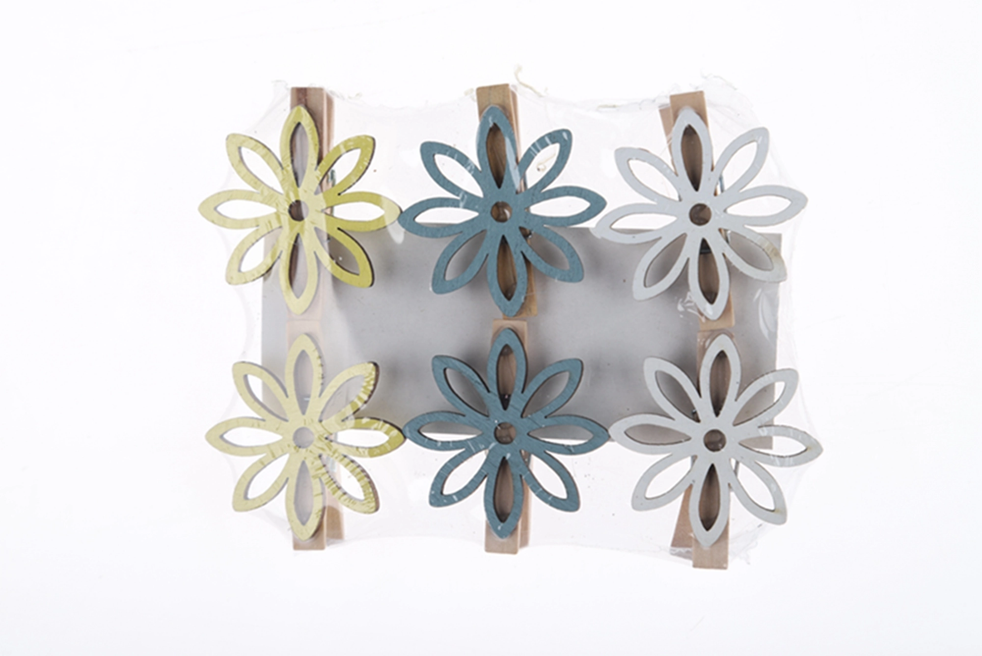 6PCS Spring Flower Wooden Jacket Clip Photo Clip Postcard Clip Easter Wooden Craft 1