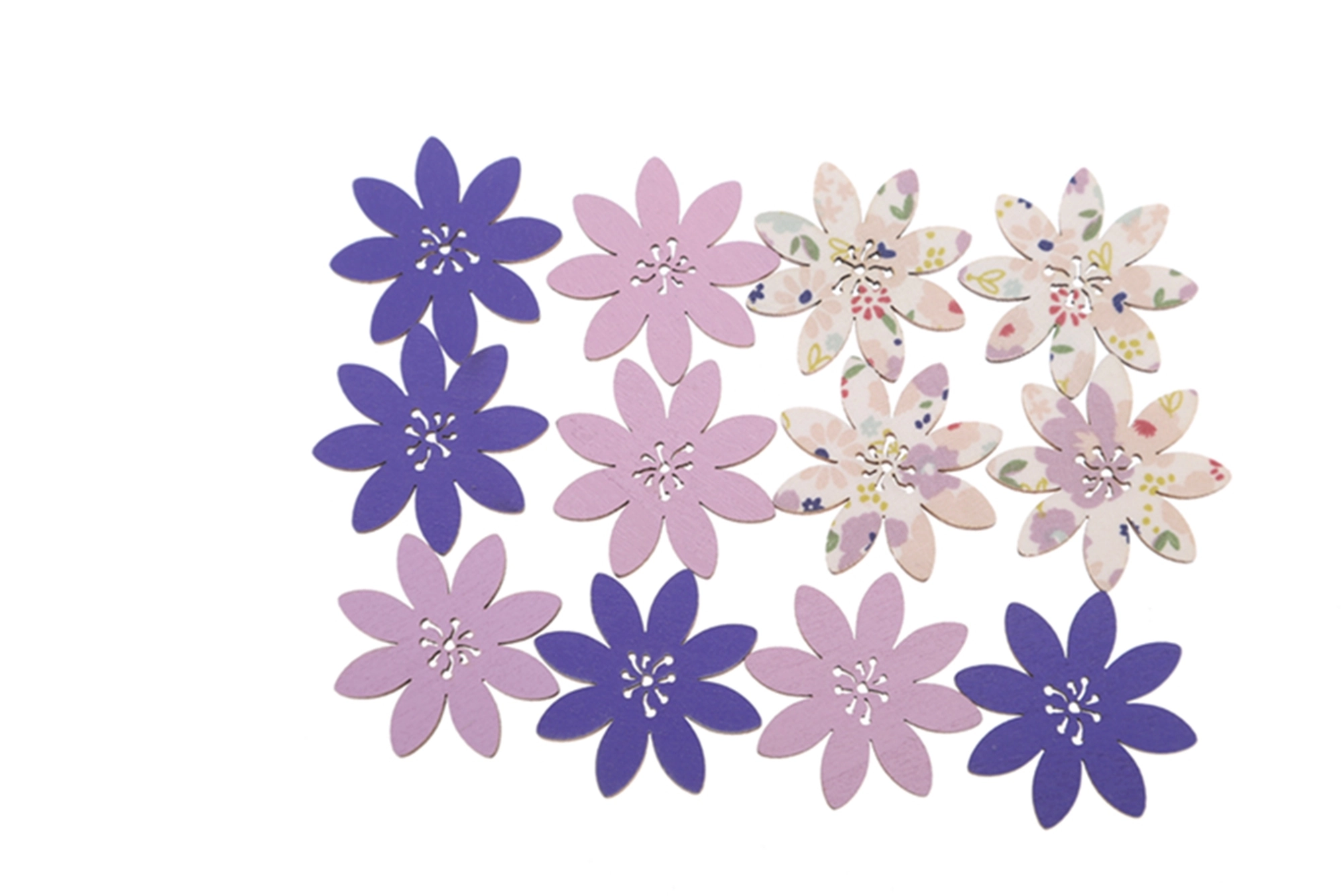 12 piezas de flores de madera caladas para Pascua, adornos de madera de primavera, adornos para el hogar 1