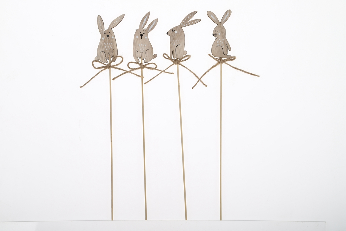 Easter Bunny Picks Wooden Cuttings Spring Home Decorations Easter Craft Supplier 1
