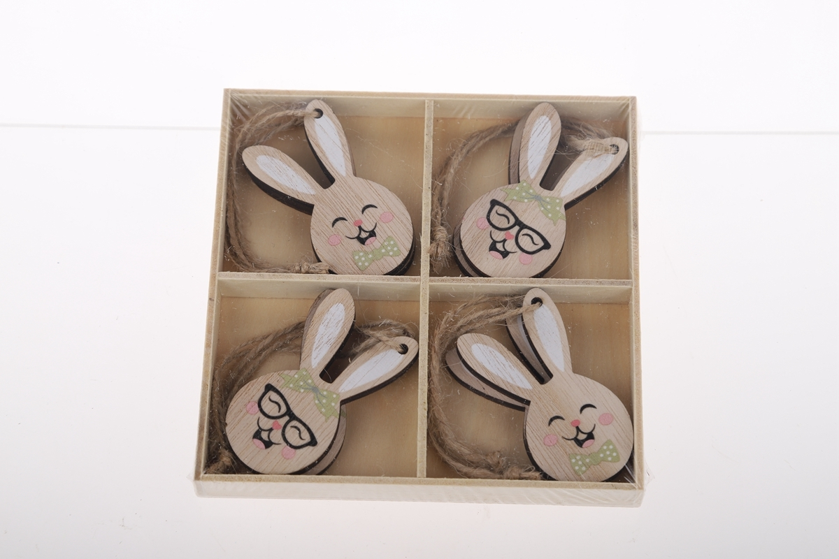 12 colgantes pequeños de conejito de Pascua, de madera, para fiestas, decoración del hogar, manualidades. 1