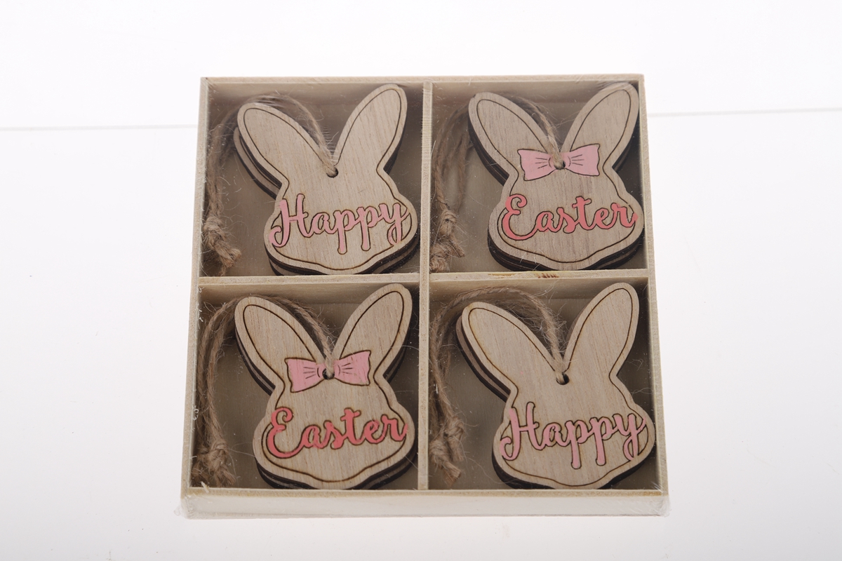 Pequeño colgante de madera de conejito de Pascua, bonitos adornos de conejito, decoración para el hogar, decoración para fiestas, proveedor de productos de madera. 4