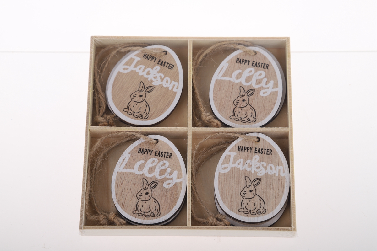 Pequeño colgante de madera de conejito de Pascua, bonitos adornos de conejito, decoración para el hogar, decoración para fiestas, proveedor de productos de madera. 6