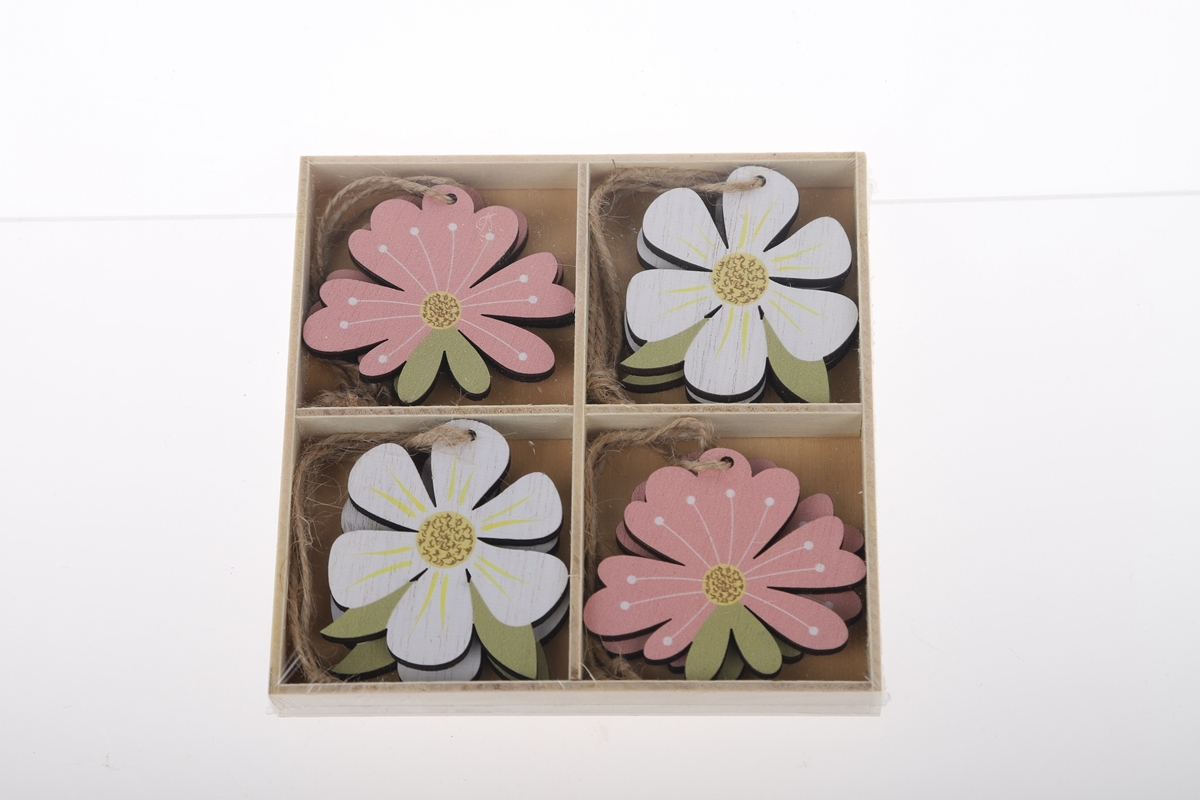Colgante de madera con forma de flor de Pascua, bonito adorno floral para decoración del hogar, decoraciones para fiestas, proveedor de productos de madera. 1