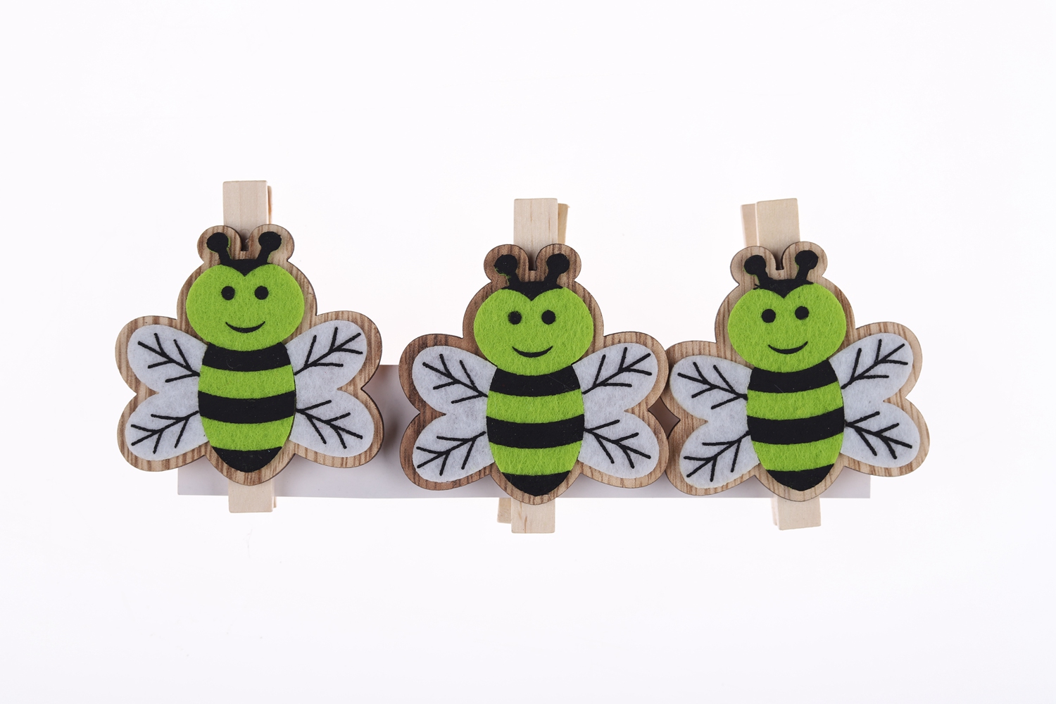 Juego de 3 pinzas de madera con forma de abeja para Pascua, para postales, fotos, decoración de fiestas 1