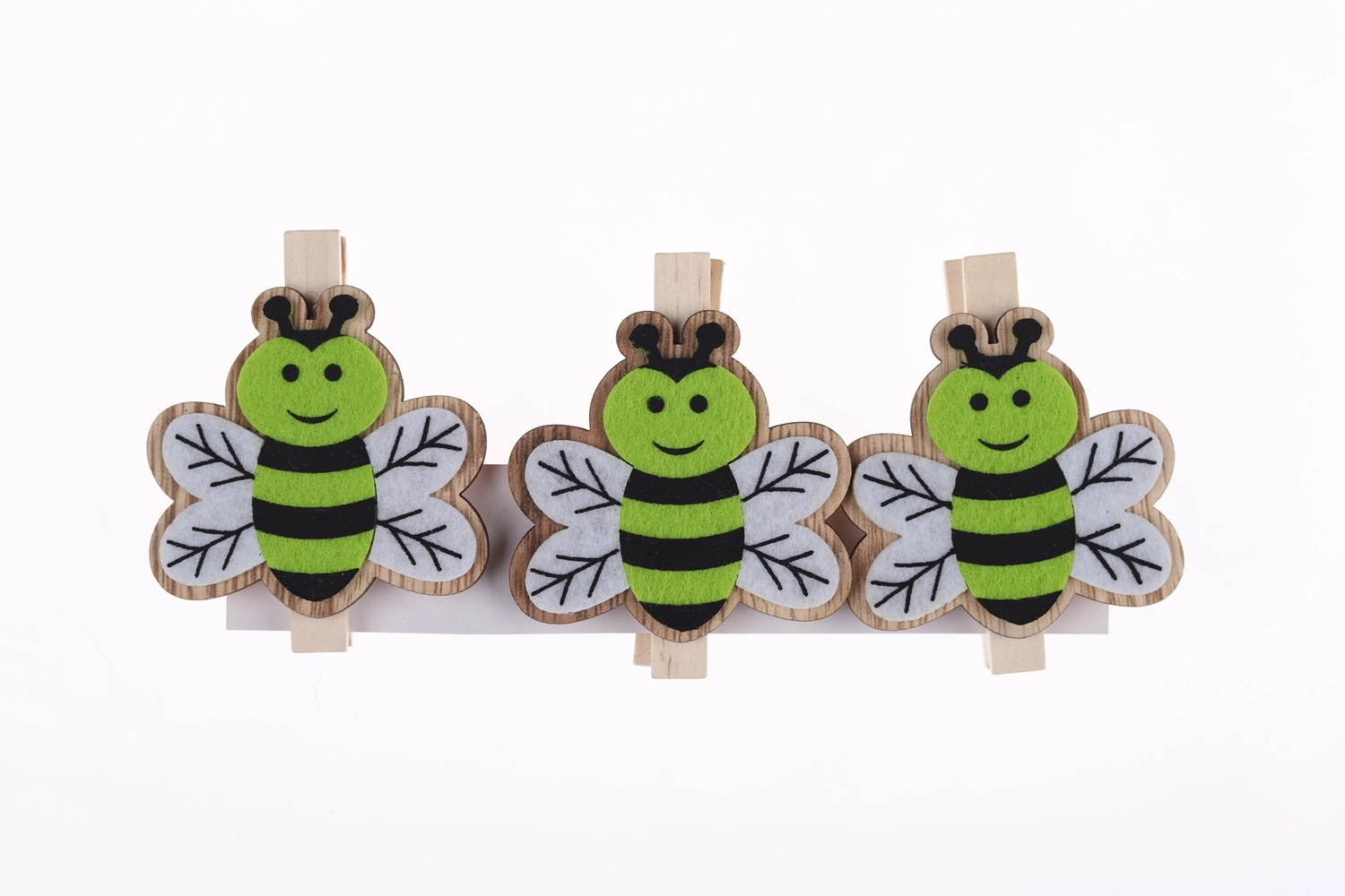 Juego de 3 pinzas de madera con forma de abeja para Pascua, para postales, fotos, decoración de fiestas 1