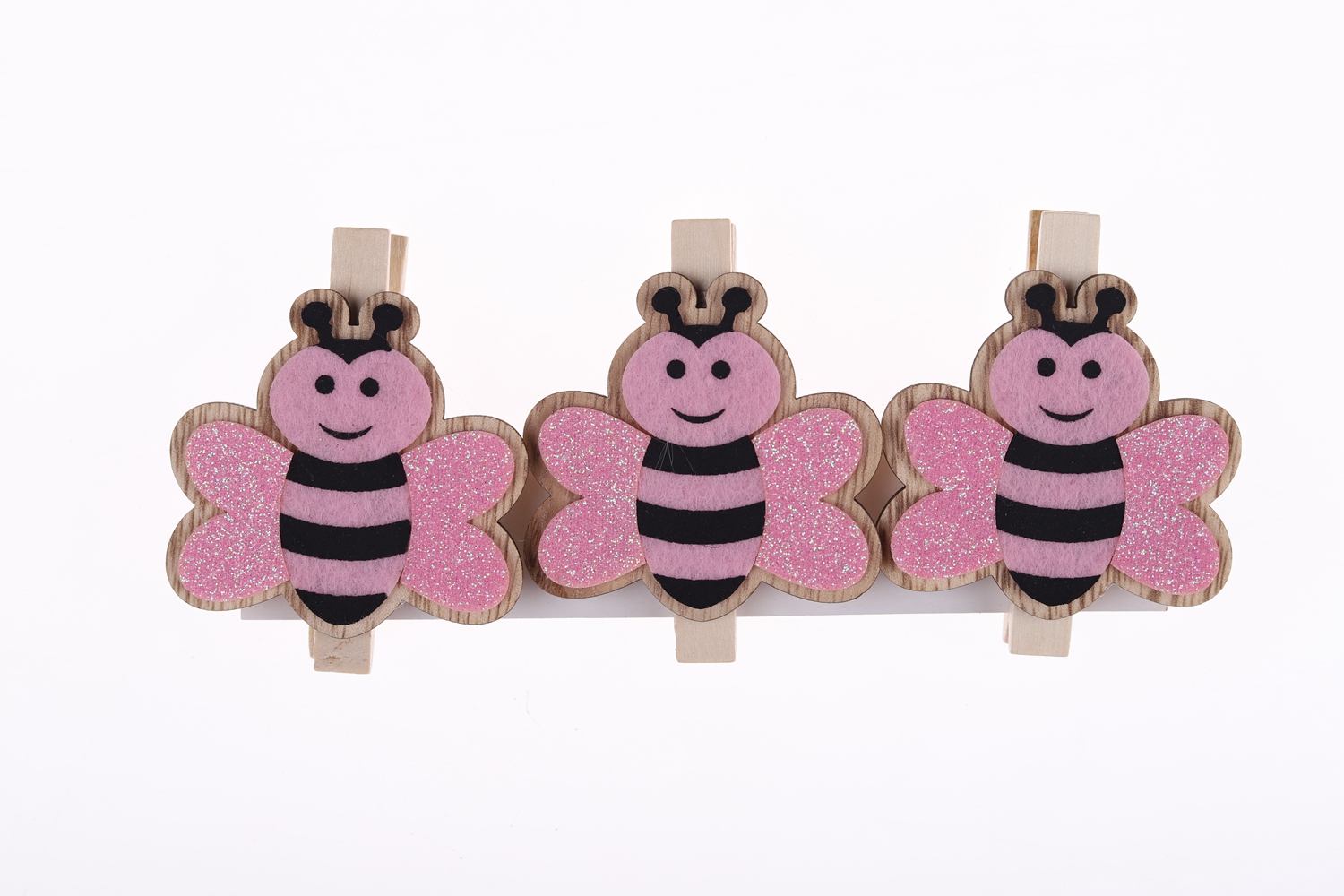 Juego de 3 pinzas de madera con forma de abeja para Pascua, para postales, fotos, decoración de fiestas 4