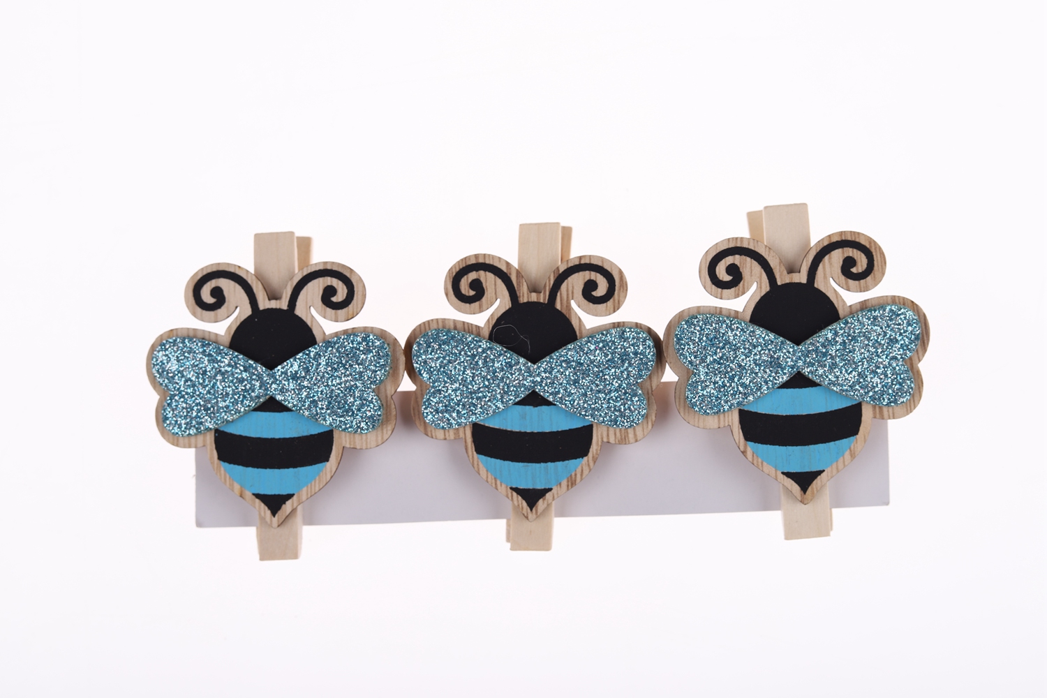 Juego de 3 pinzas de madera con forma de abeja para Pascua, para postales, fotos, decoración de fiestas 6