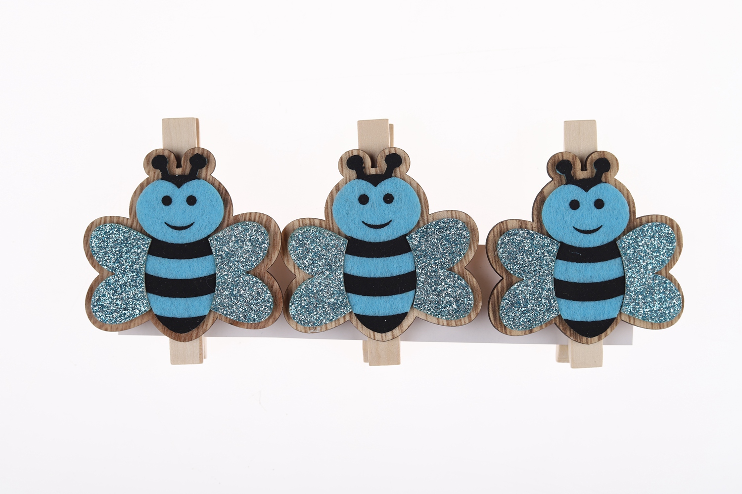 Juego de 3 pinzas de madera con forma de abeja para Pascua, para postales, fotos, decoración de fiestas 8